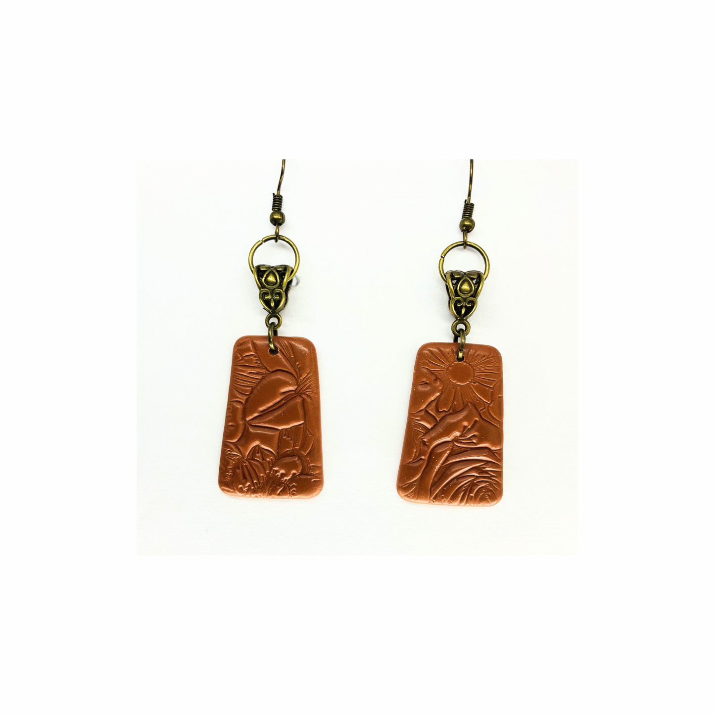 Leather Look Bronze with Gold Hoop Dangle Earrings-Crafting By BB