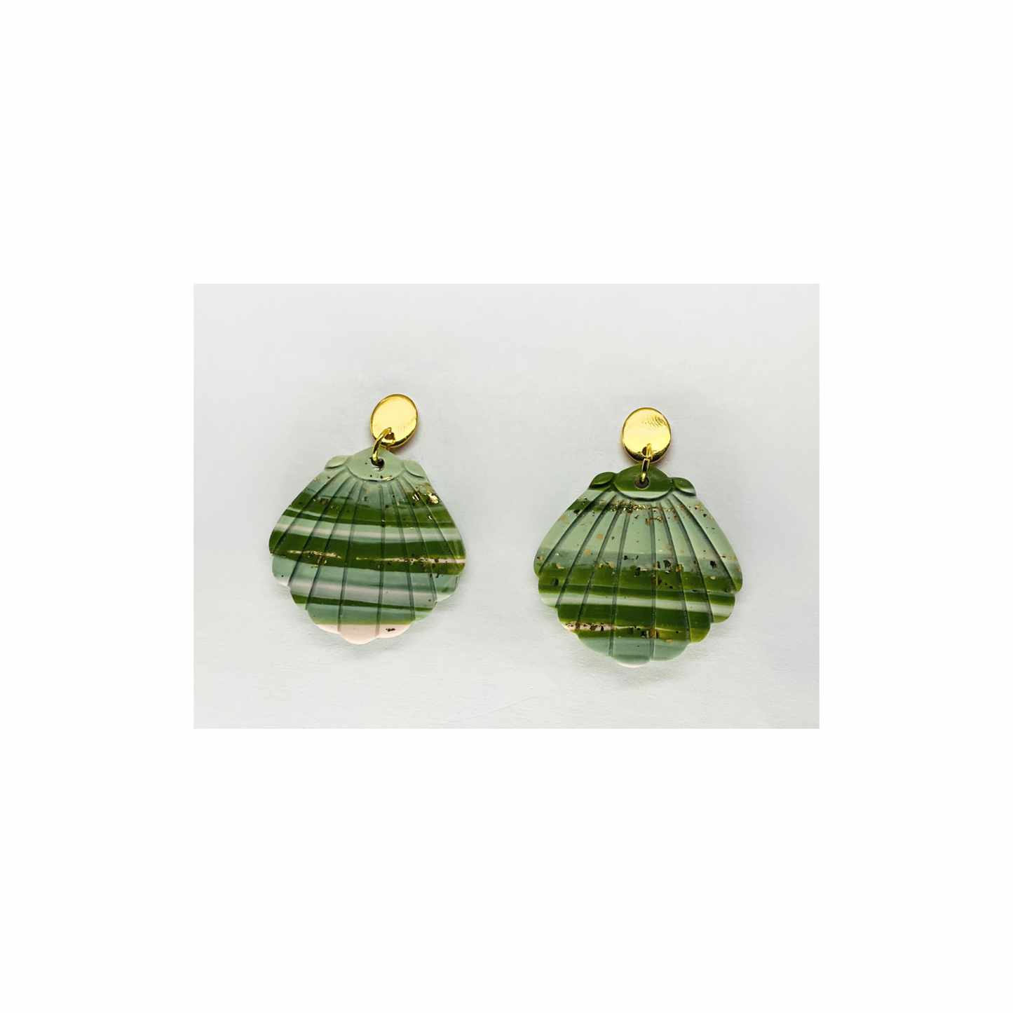 Variegated Shell Dangle with Gold Oval Stud Earring-Crafting By BB