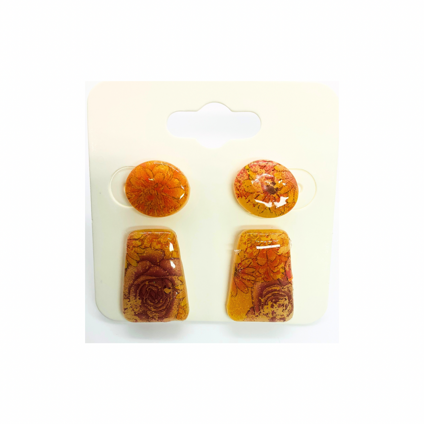 Translucent Flower Stud Set of Two Earrings