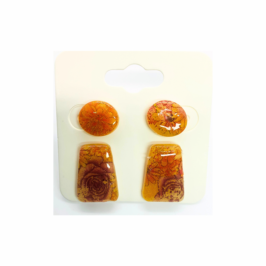 Translucent Flower Stud Set of Two Earrings