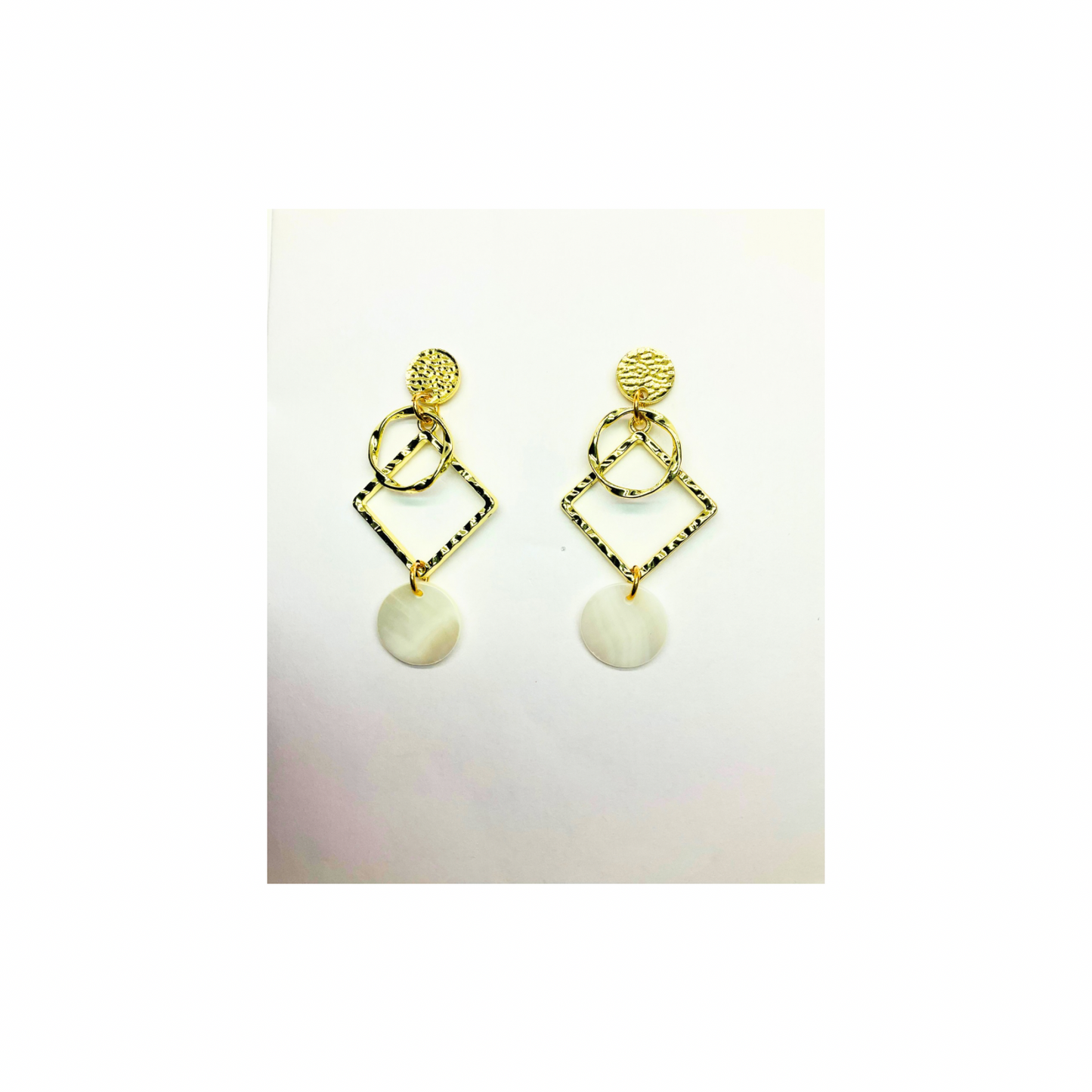 Spot Cream and Gold Collection Stud Dangle Earrings for Female with Unique Design Elements