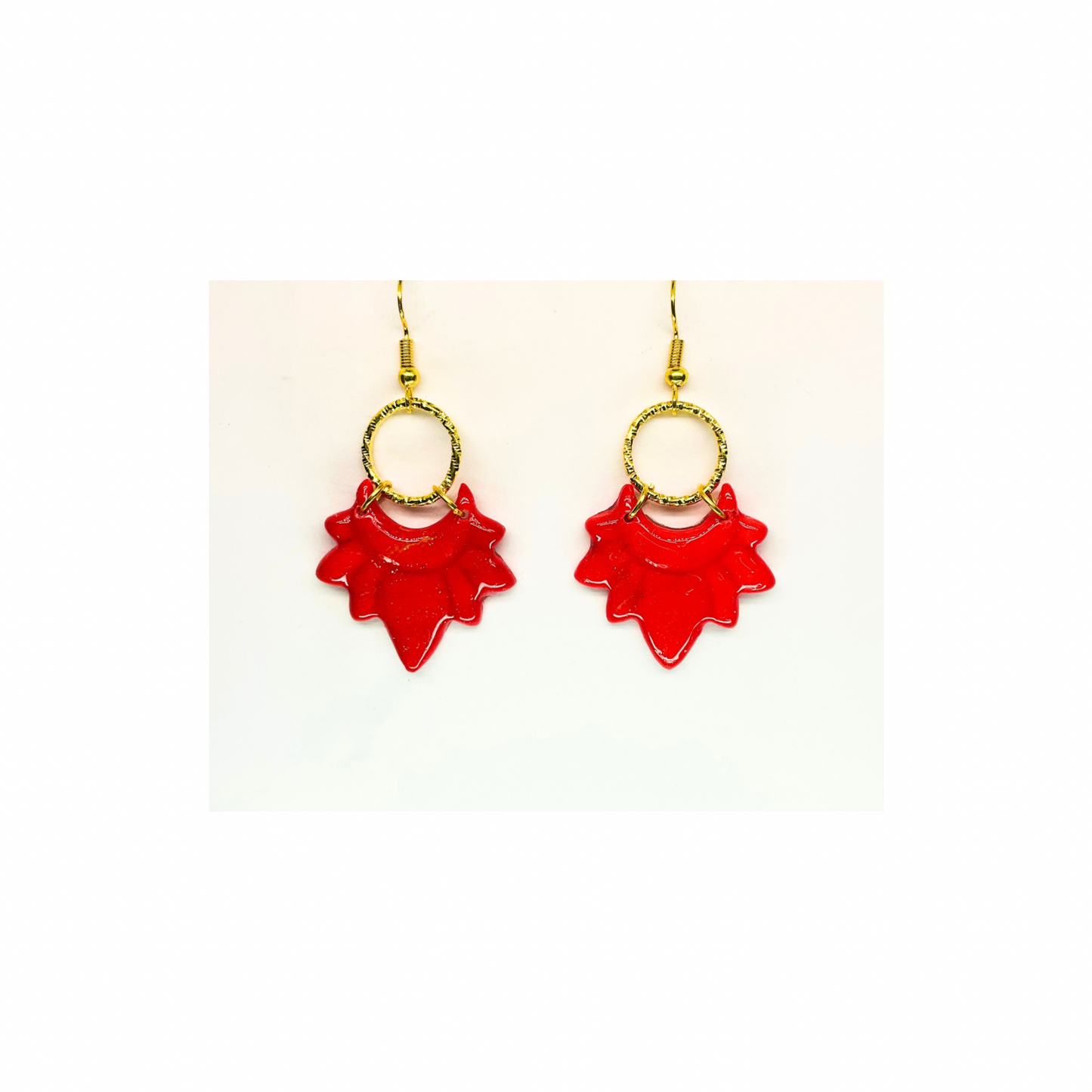 Christmas in July Collection Red with Gold Accents Dangle Earrings for Festive Style and Holiday Cheer
