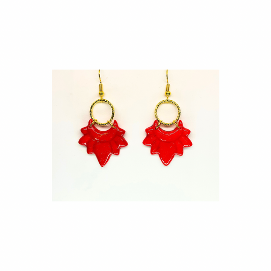 Christmas in July Collection Red with Gold Accents Dangle Earrings for Festive Style and Holiday Cheer