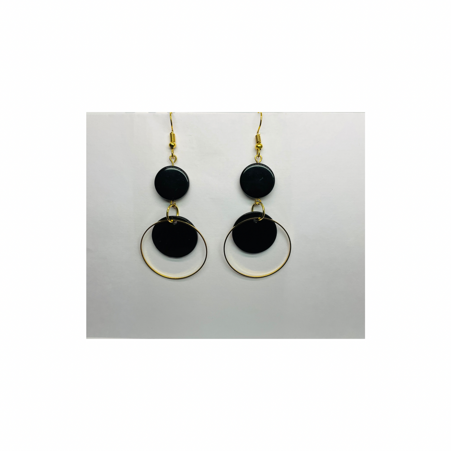 Eclipse Collection Black and Gold Circle Dangle Earring - Elegant & Versatile Fashion Jewelry for Women