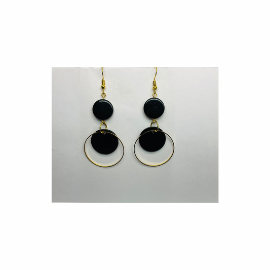 Eclipse Collection Black and Gold Circle Dangle Earring - Elegant & Versatile Fashion Jewelry for Women