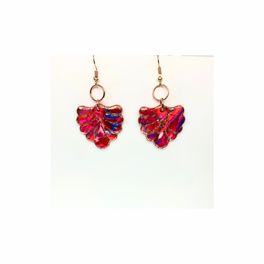 Rose Gold Collection Arrow Shape with Circle Rose Gold Dangle Earrings - Unique Design Red and Blue Accents