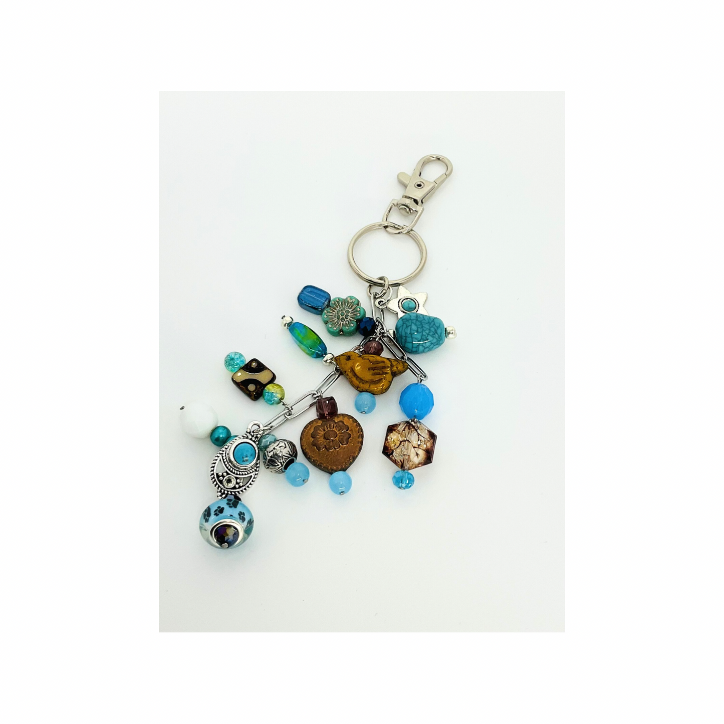 Beaded Purse Charm in Blue and Brown-Crafting By BB