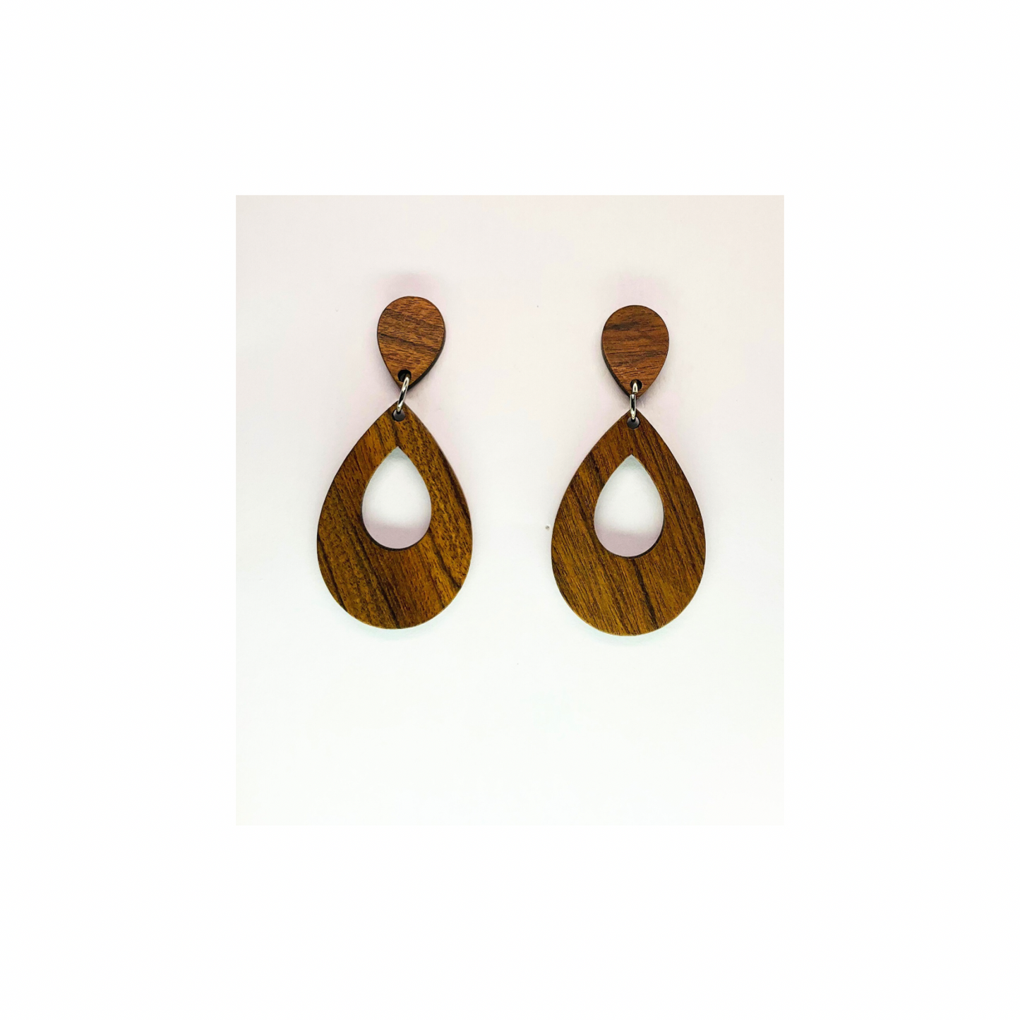 Boho Wood Collection Teardrop Stud Dangle Earrings - Wooden Design with Teardrop Shape for Boho Style Jewelry