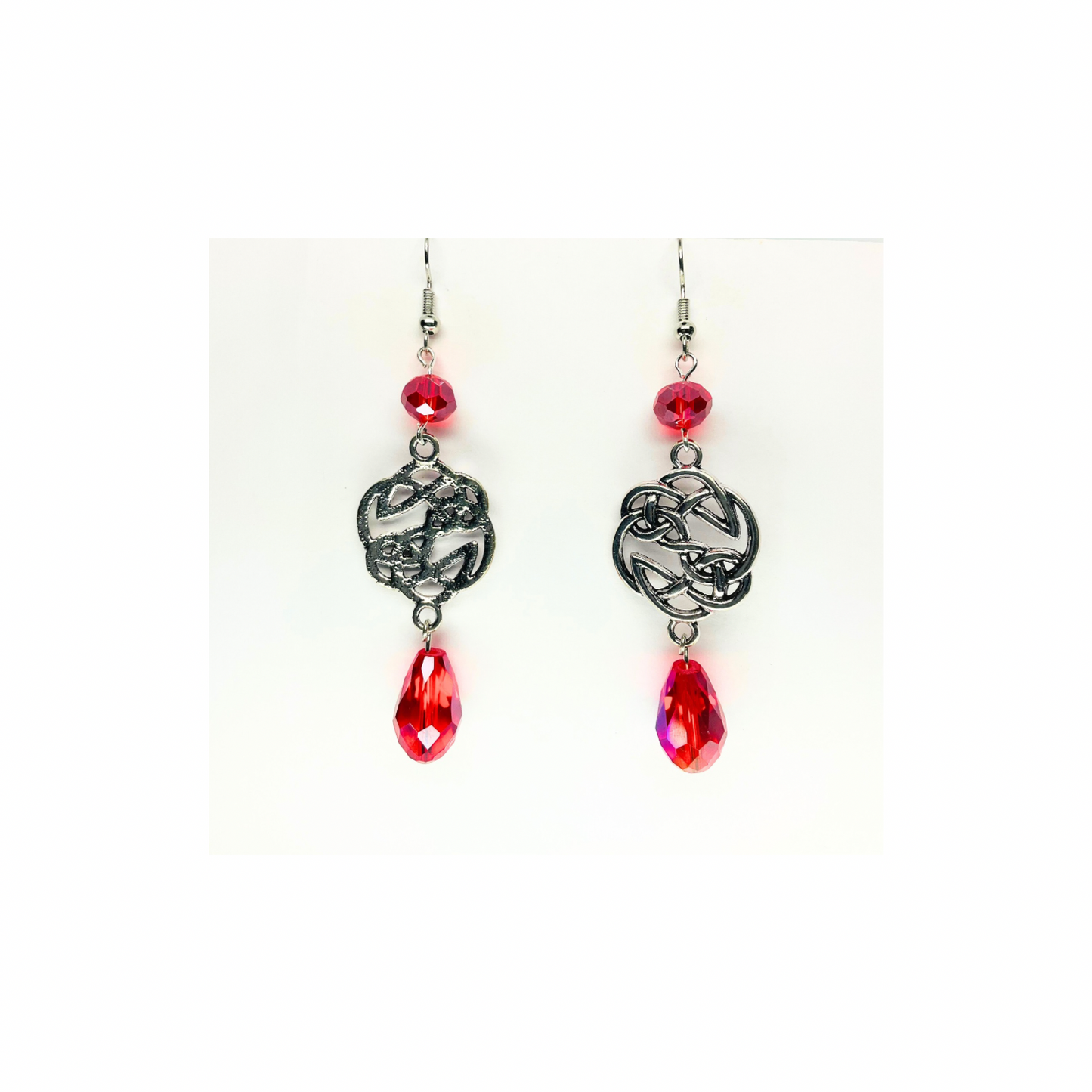 Crystal Chandelier Collection Teardrop Dangle Earrings for Female with Red Beads and Unique Design