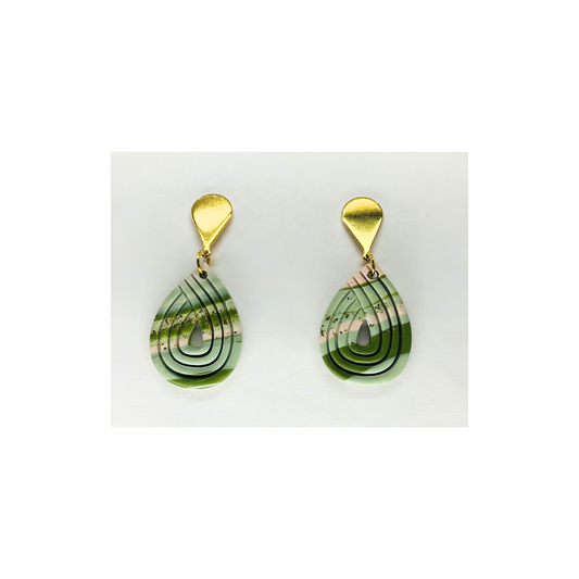 Variegated Teardrop Dangle with Gold Teardrop Earring-Crafting By BB