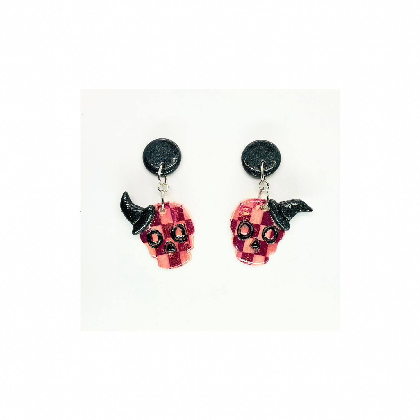 Wizard Collection Skull with Witch Hat Stud Dangle Earrings for Female Fashion Accessories
