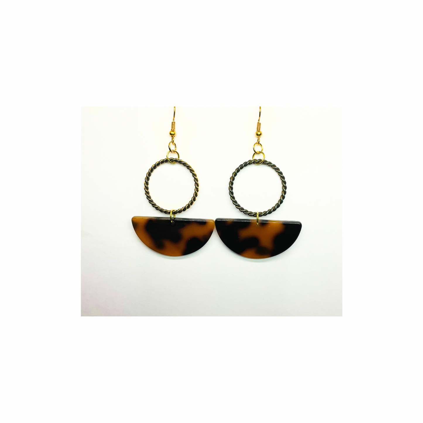 Tortoise Collection Dark Brown Half Moon Dangle Earring - Unique Modern Chic Design for Women's Fashion Jewelry