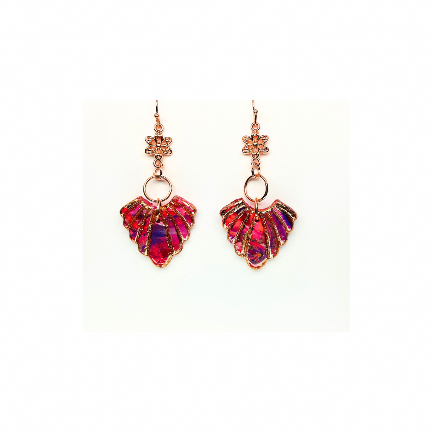 Rose Gold Collection Arrow Shape with Rose Gold Flower Dangle Earring for Female Fashion Accessory