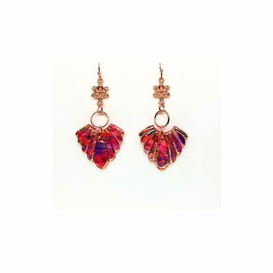 Rose Gold Collection Arrow Shape with Rose Gold Flower Dangle Earring for Female Fashion Accessory