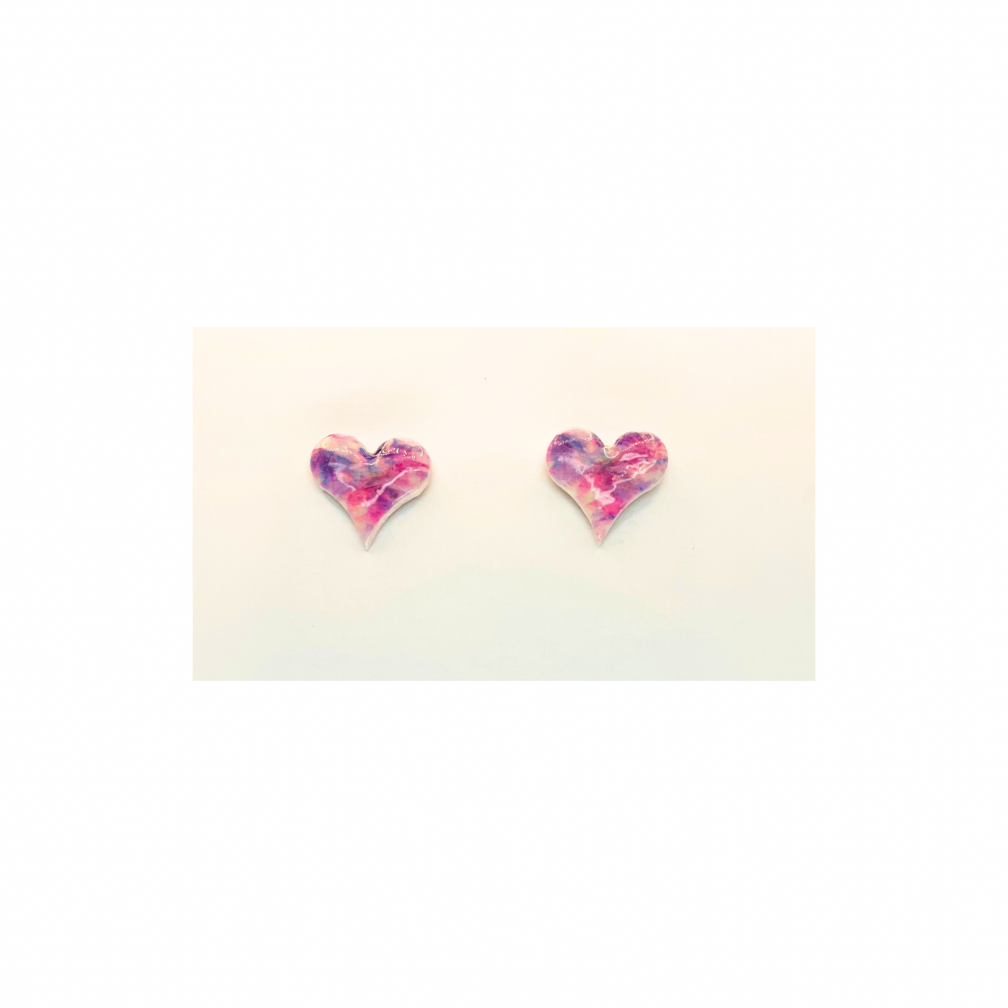 Purple Watercolor Stud Heart Earrings