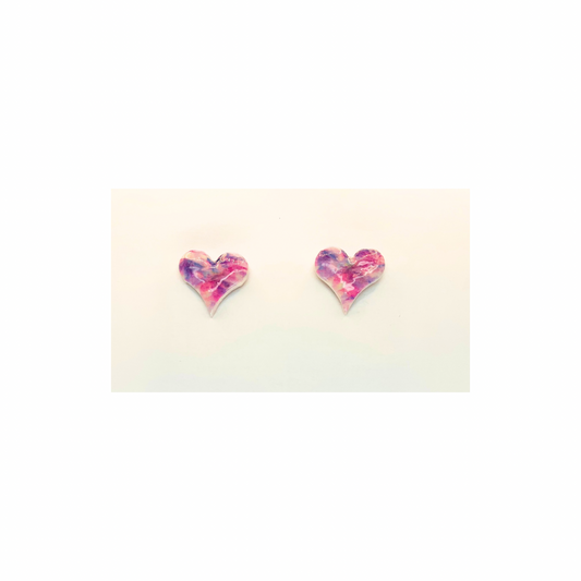 Purple Watercolor Stud Heart Earrings