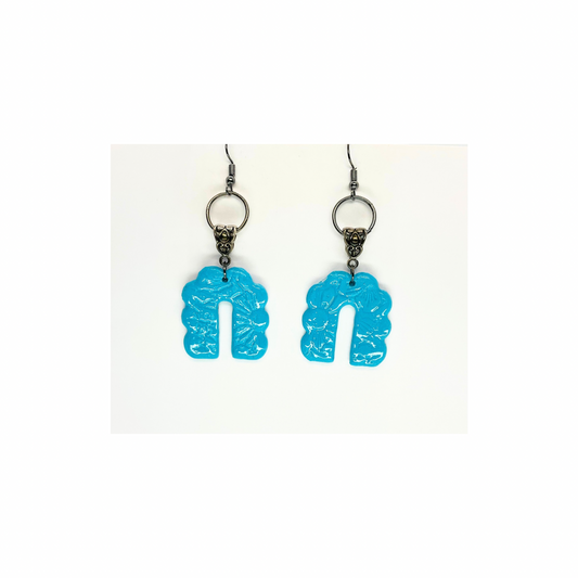 Turquoise Blue Horseshoe Shape on Tarnished Silver Dangle Earrings for Female Fashion Accessories
