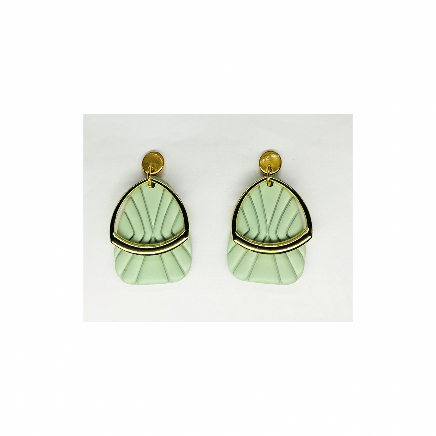 Mint Green Dangle with Gold Embellishment and Gold Stud Earring-Crafting By BB