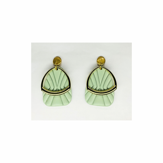 Mint Green Dangle with Gold Embellishment and Gold Stud Earring-Crafting By BB