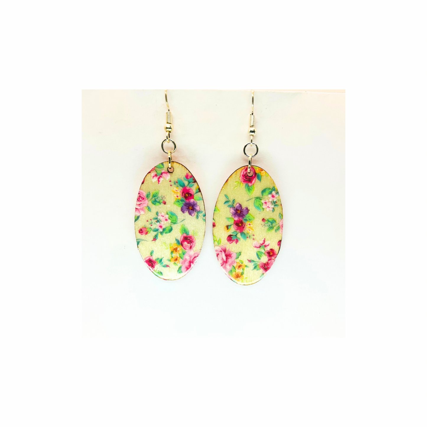 Floral Lightweight Wood Dangle Earring