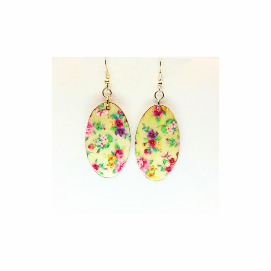Floral Lightweight Wood Dangle Earring