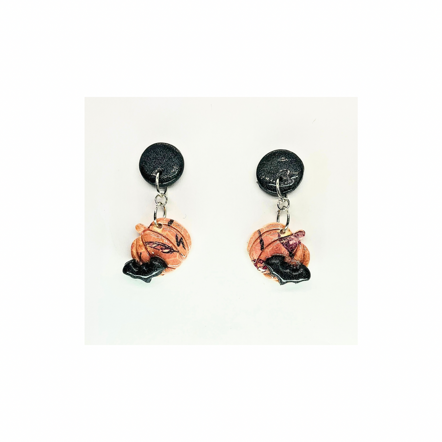 Wizard Collection Pink Pumpkin with Bat Stud Earrings - Fun Quirky Design for Women's Fashion Accessories