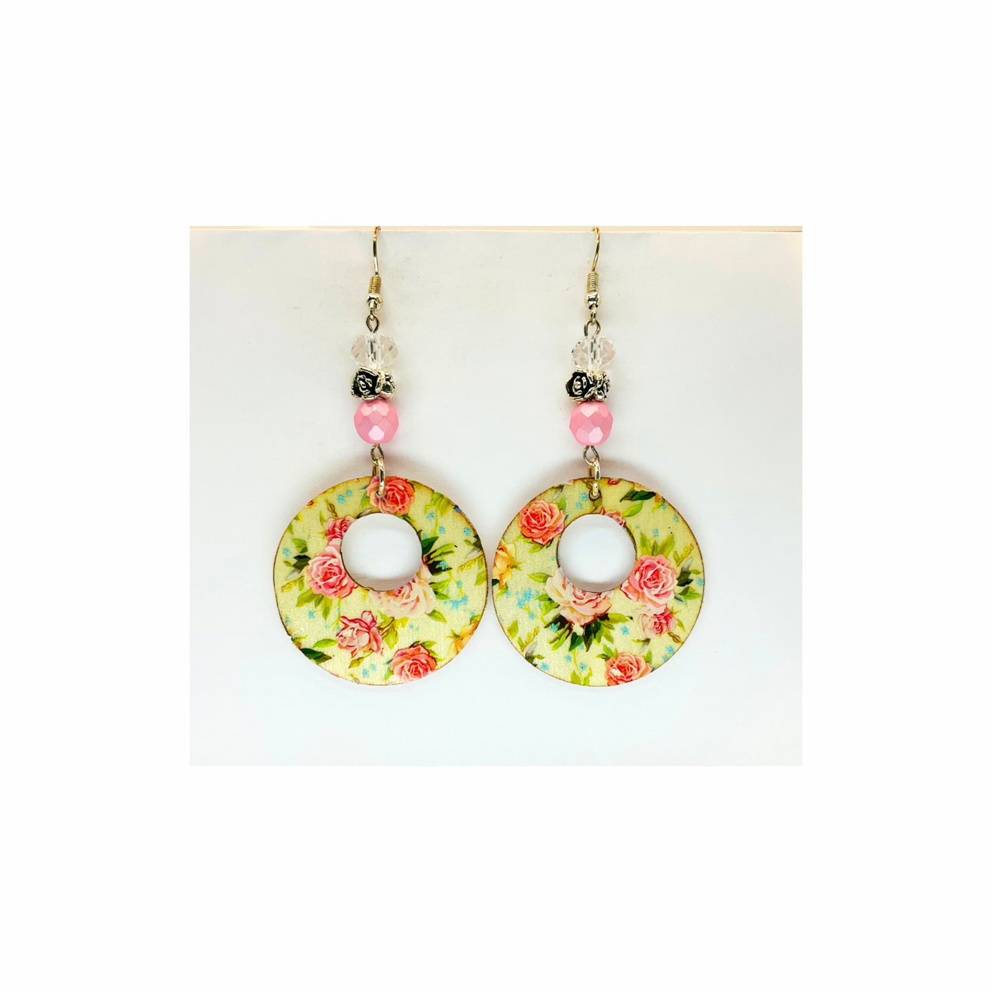 French Garden Collection Boho Style Circle Wood Dangle Earring