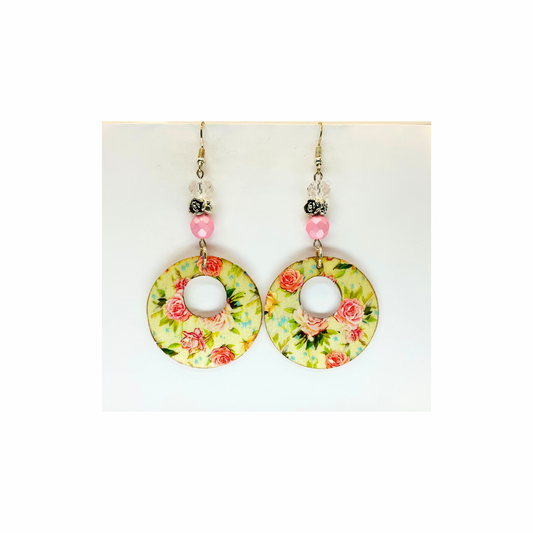 French Garden Collection Boho Style Circle Wood Dangle Earring