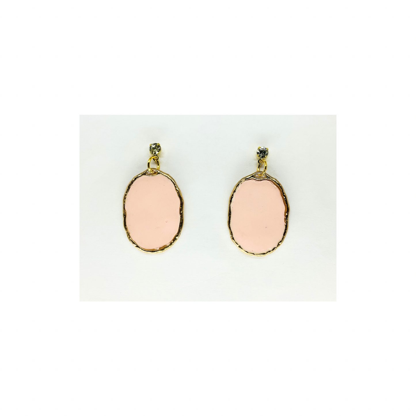 Pink and Gold Oval Dangle with Rhinestone Stud Earring-Crafting By BB