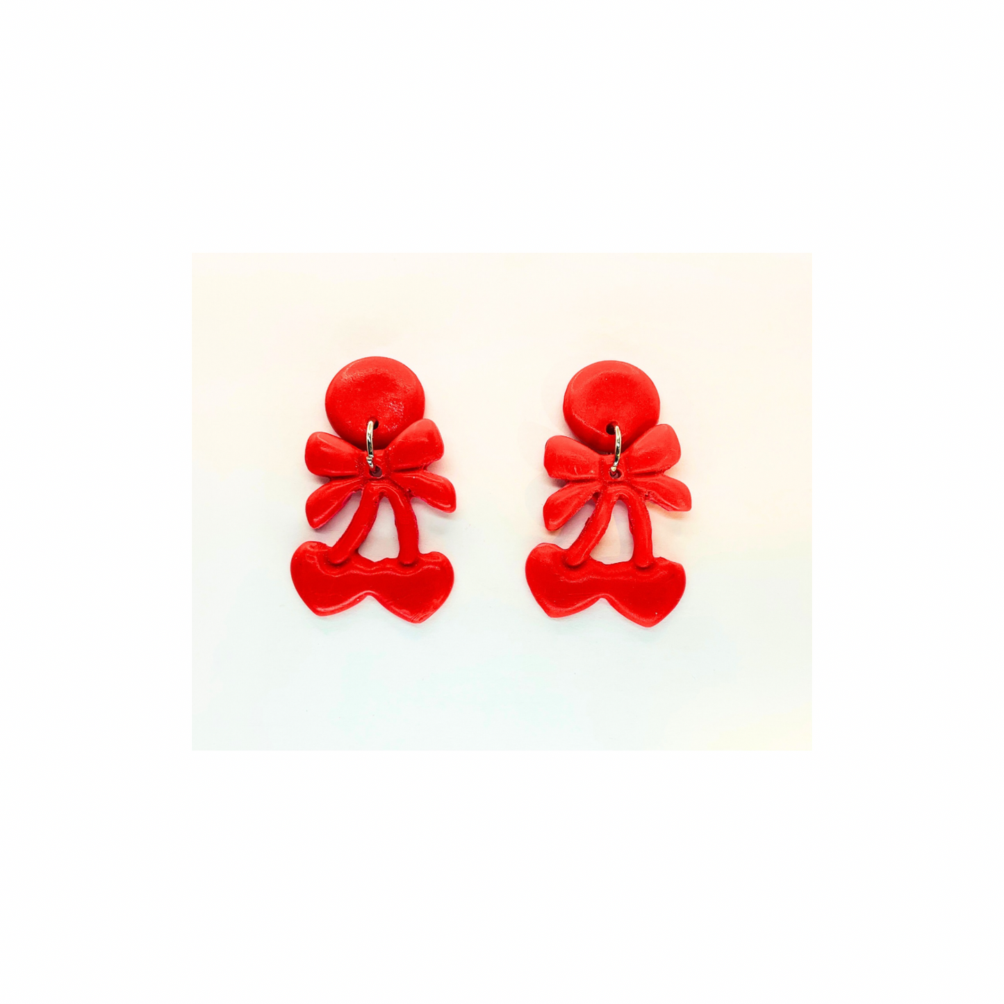 Red Cherry Stud Dangle Earrings