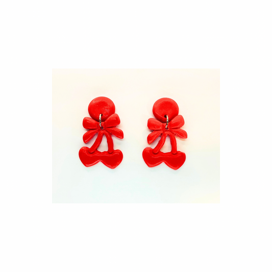 Red Cherry Stud Dangle Earrings