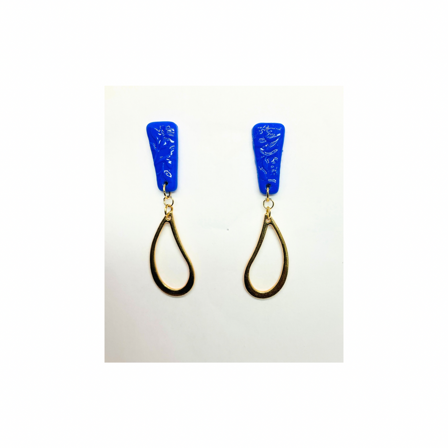 Royal Blue Stud Earrings with Gold Accents