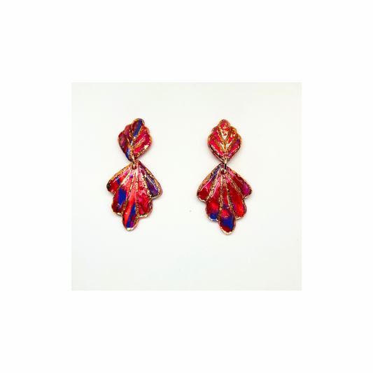 Rose Gold Collection Stud Leaf Shaped Dangle Earrings for Female - Colorful Design Women's Jewelry