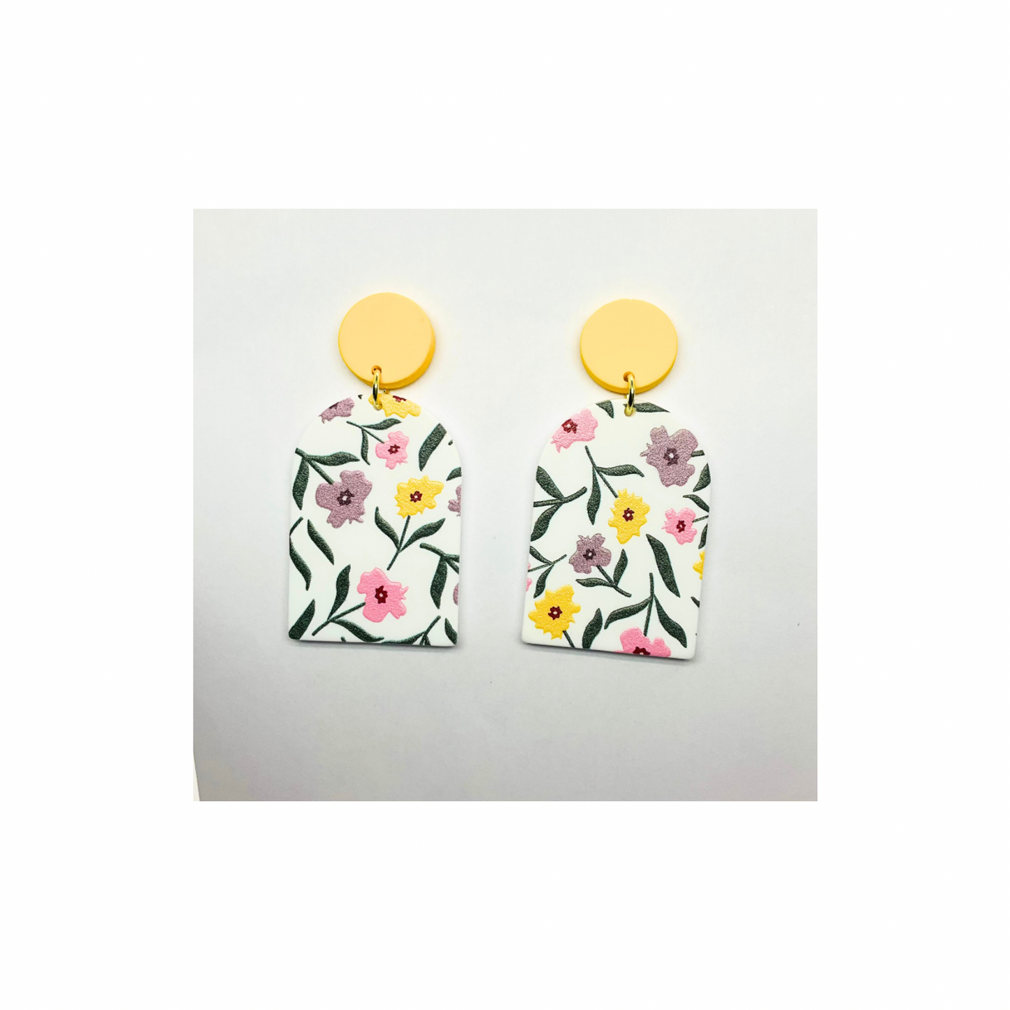 Yellow Floral Stud Dangle Earring