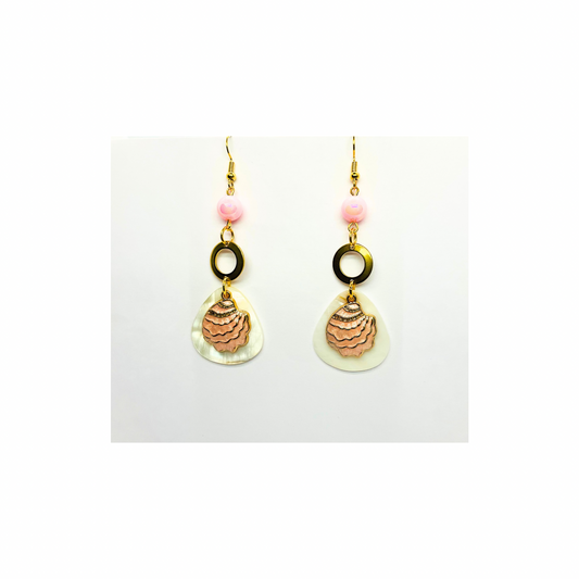 Pink Shell Collection Pink Shell with Bead Dangle Earrings for Female Fashion Accessories