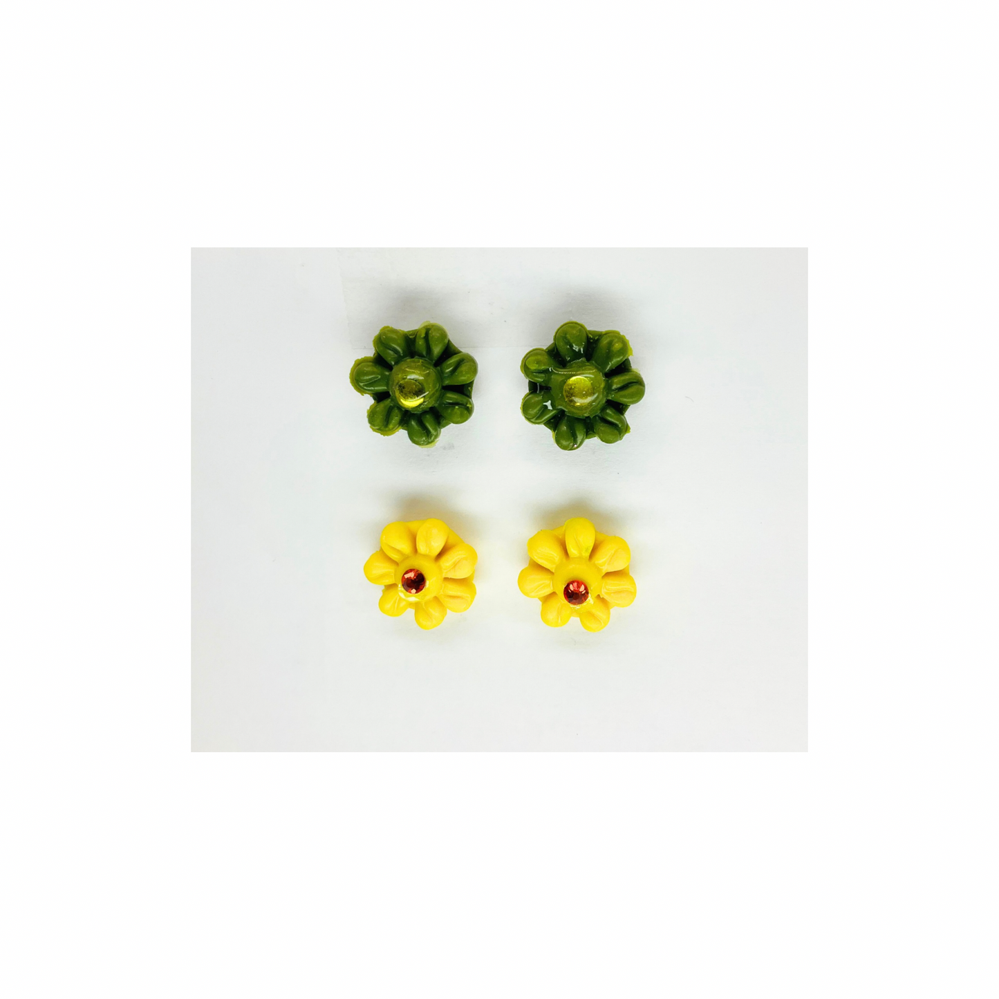 Yellow and Green Flower Stud Earrings-Crafting By BB
