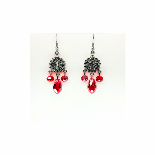 Crystal Chandelier Collection Red Teardrop Dangle Earrings for Female Fashion Accessories