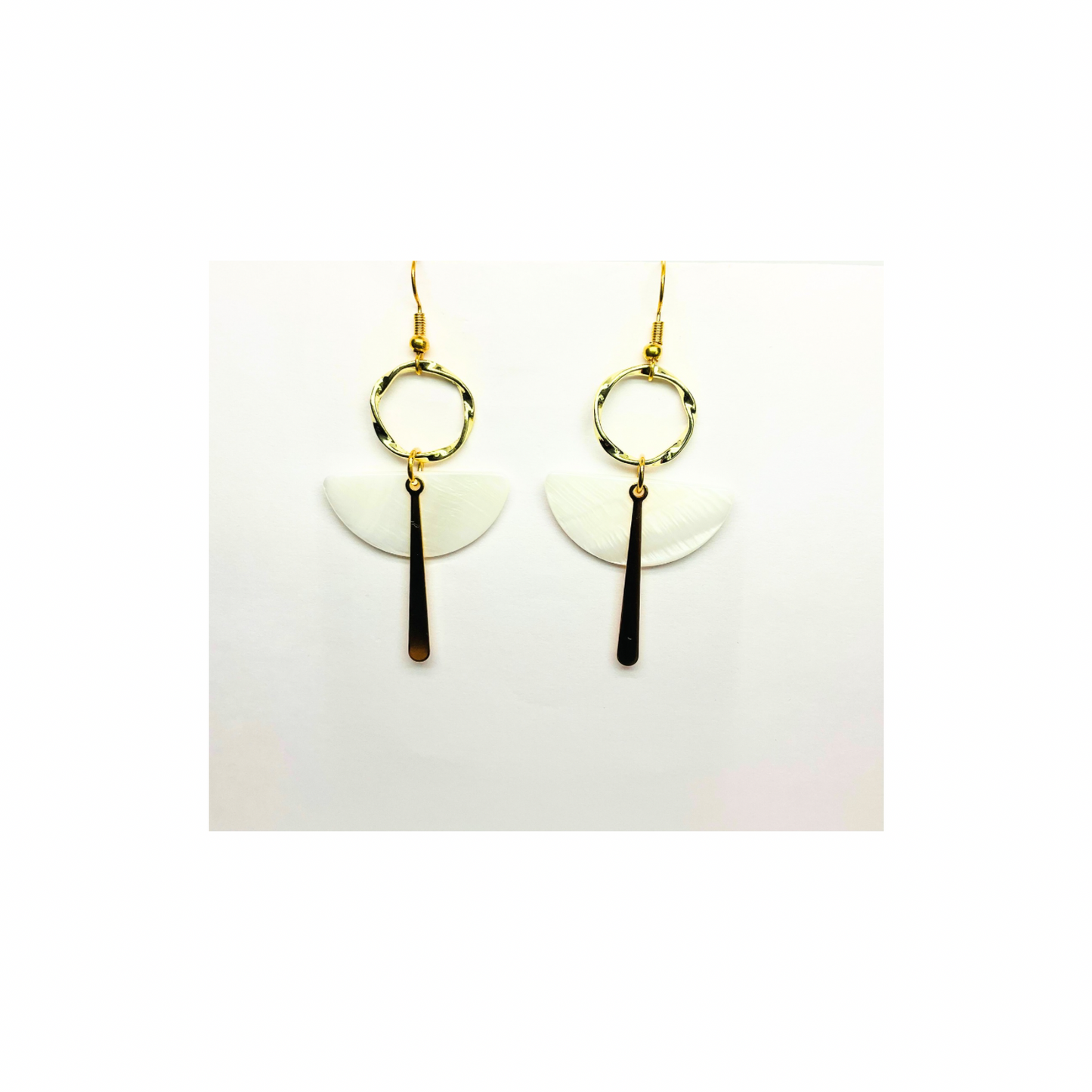 Spot Cream and Gold Collection Dangle Earring for Female with Unique Design Elements