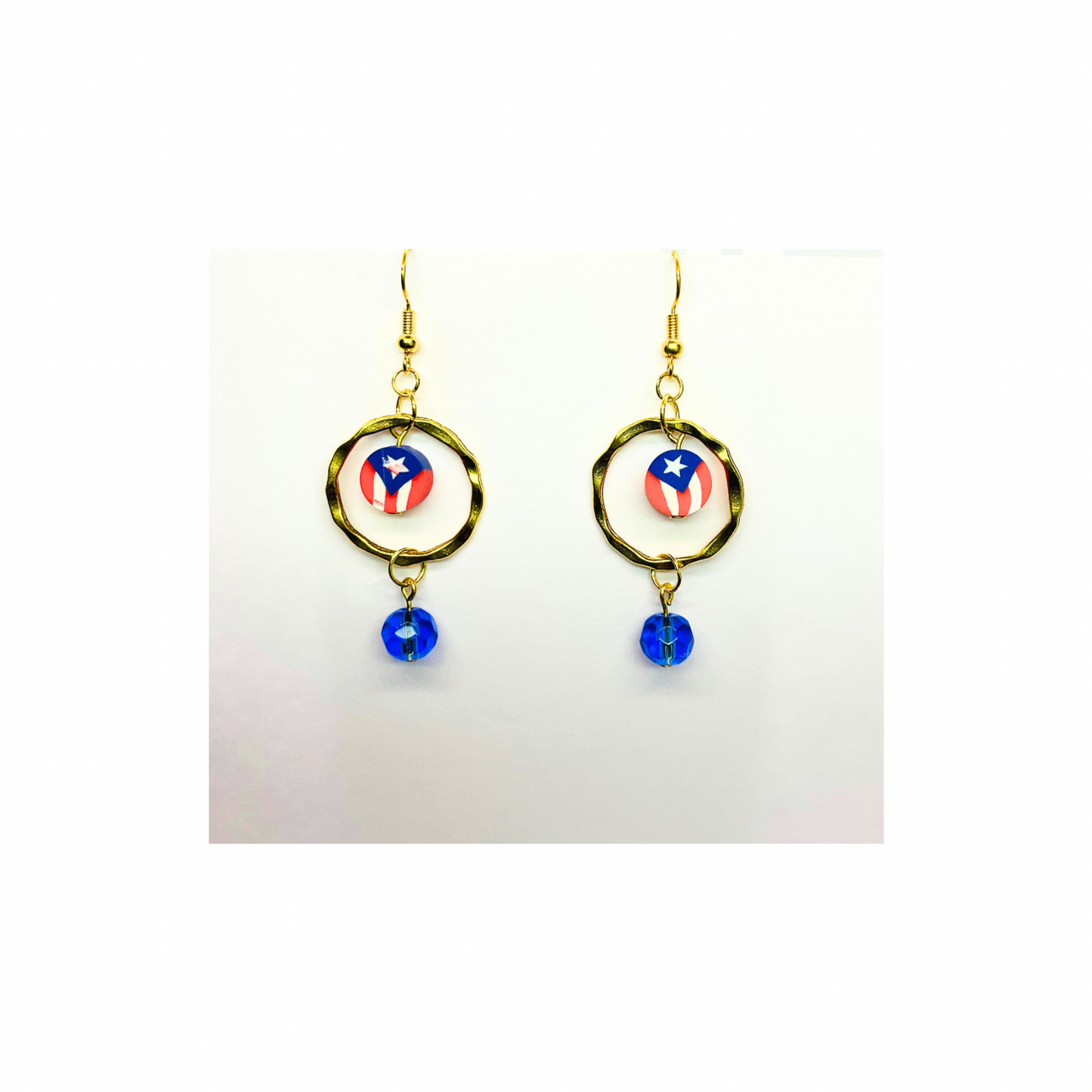 Patriotic Collection Red White Blue Dangle Earring - Vibrant Flag Design for Female Patriotic Occasions