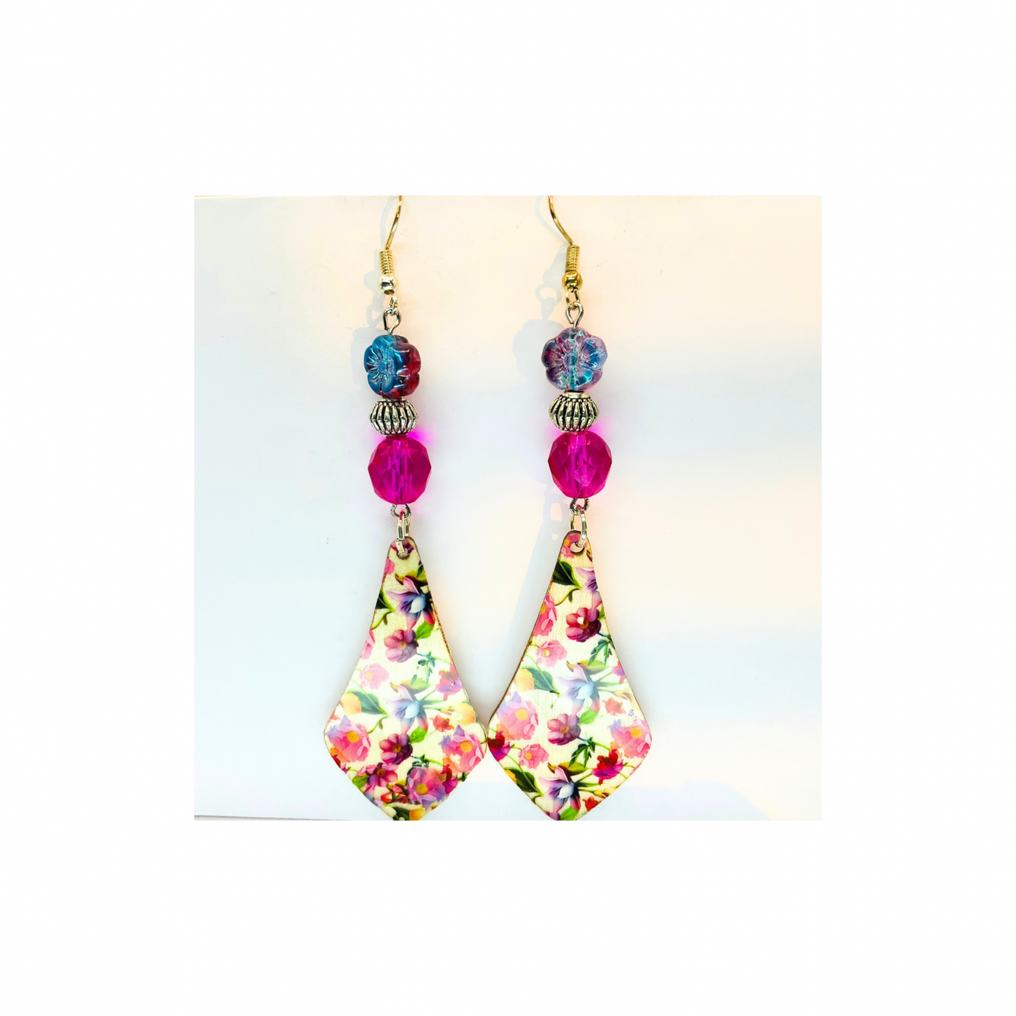 Boho Style French Garden Wood Dangle Earring