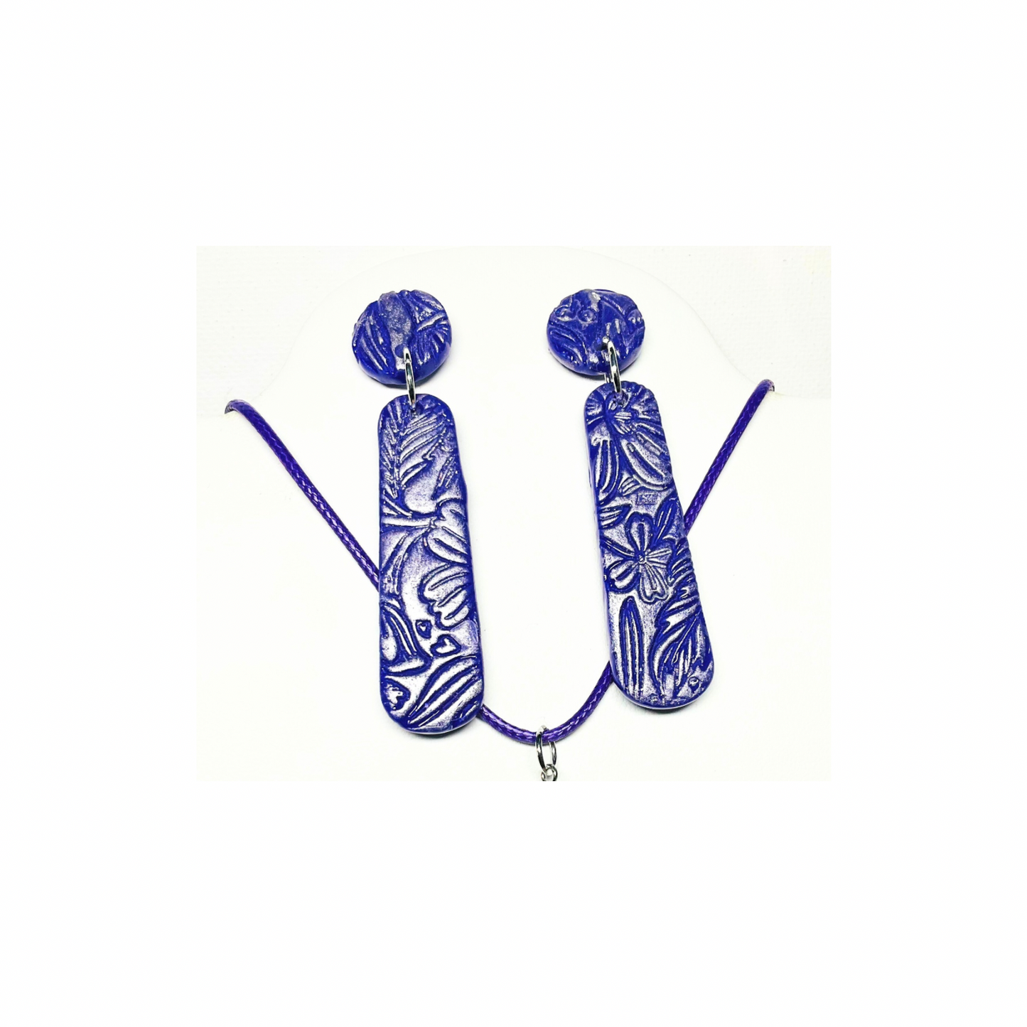 Deep Purple and Silver Pendant and Stud Dangle Earring Set - Elegant Dangle Style with Versatile Options for Any Occasion