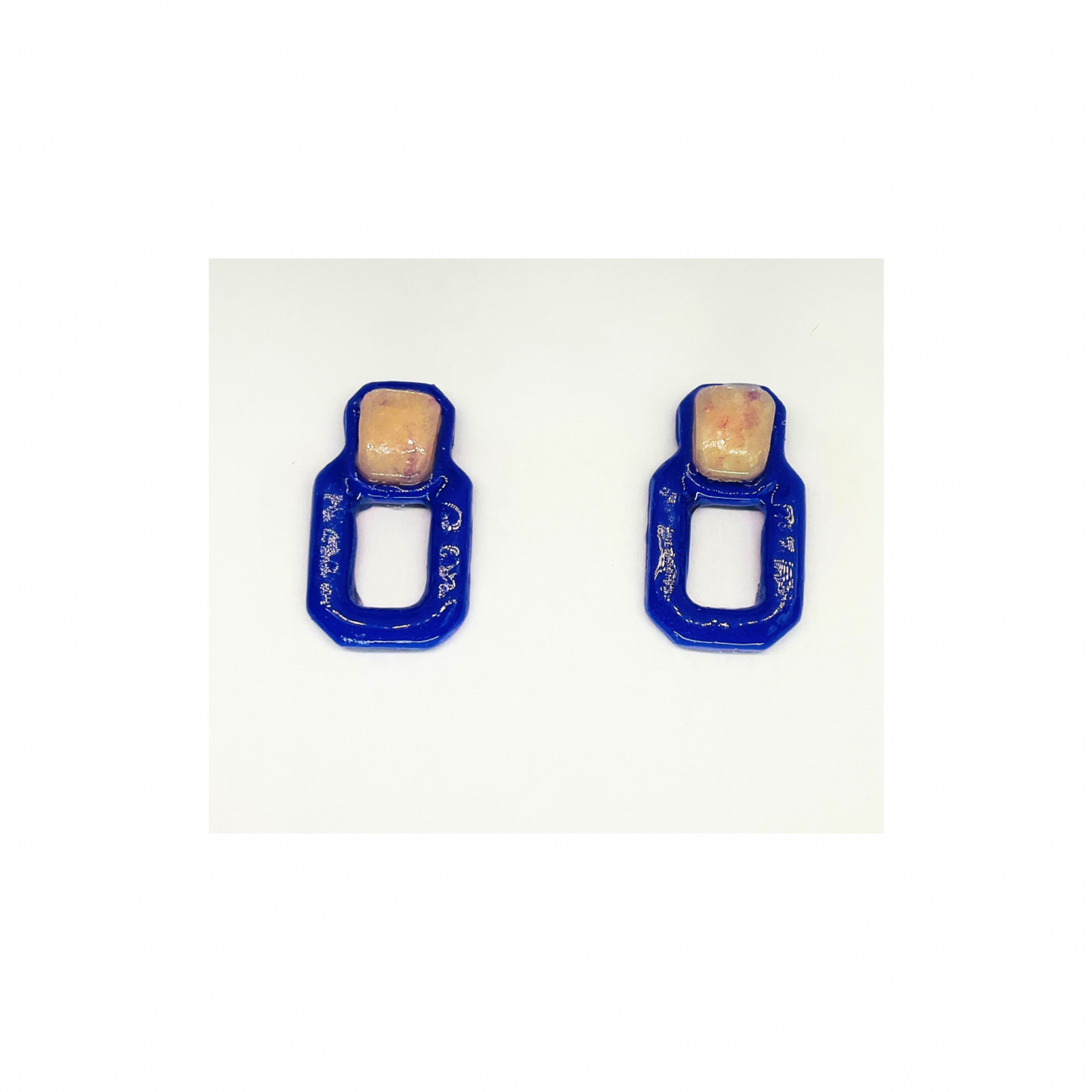 Purple Translucent Layered Stud Earrings with Purple Accents and Unique Design Elements