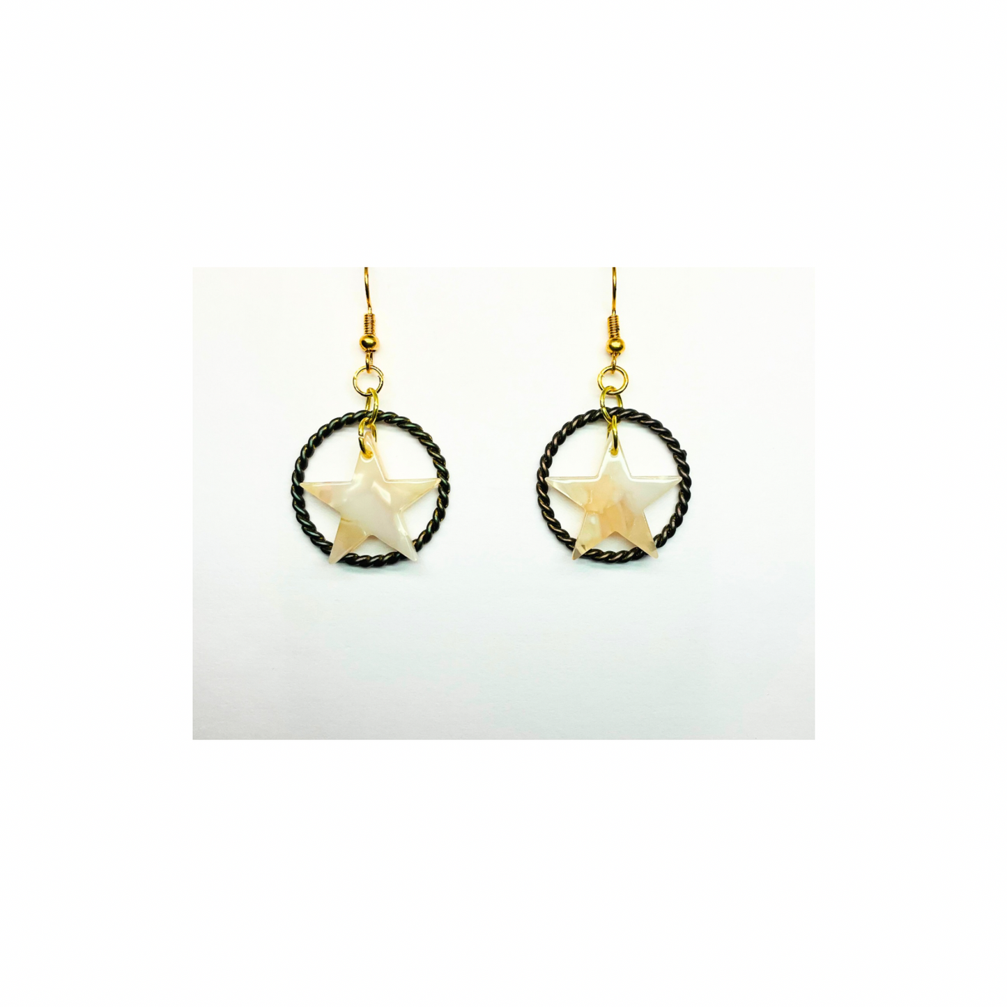 Tortoise Collection Cream Star Dangle Earring - Elegant Female Jewelry with Unique Star Design & Dangle Style