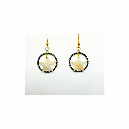 Tortoise Collection Cream Star Dangle Earring - Elegant Female Jewelry with Unique Star Design & Dangle Style