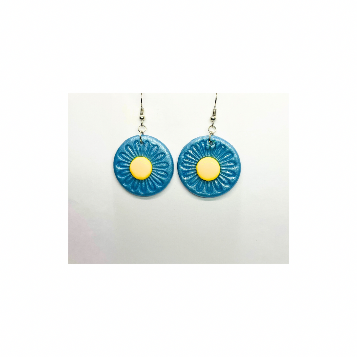Blue and Yellow Round Dangle Earring
