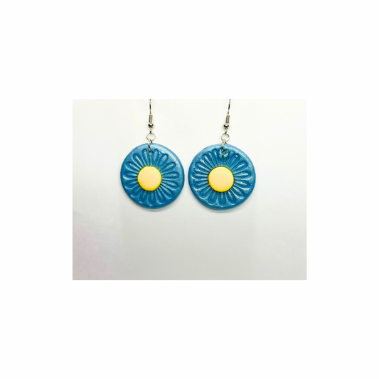 Blue and Yellow Round Dangle Earring