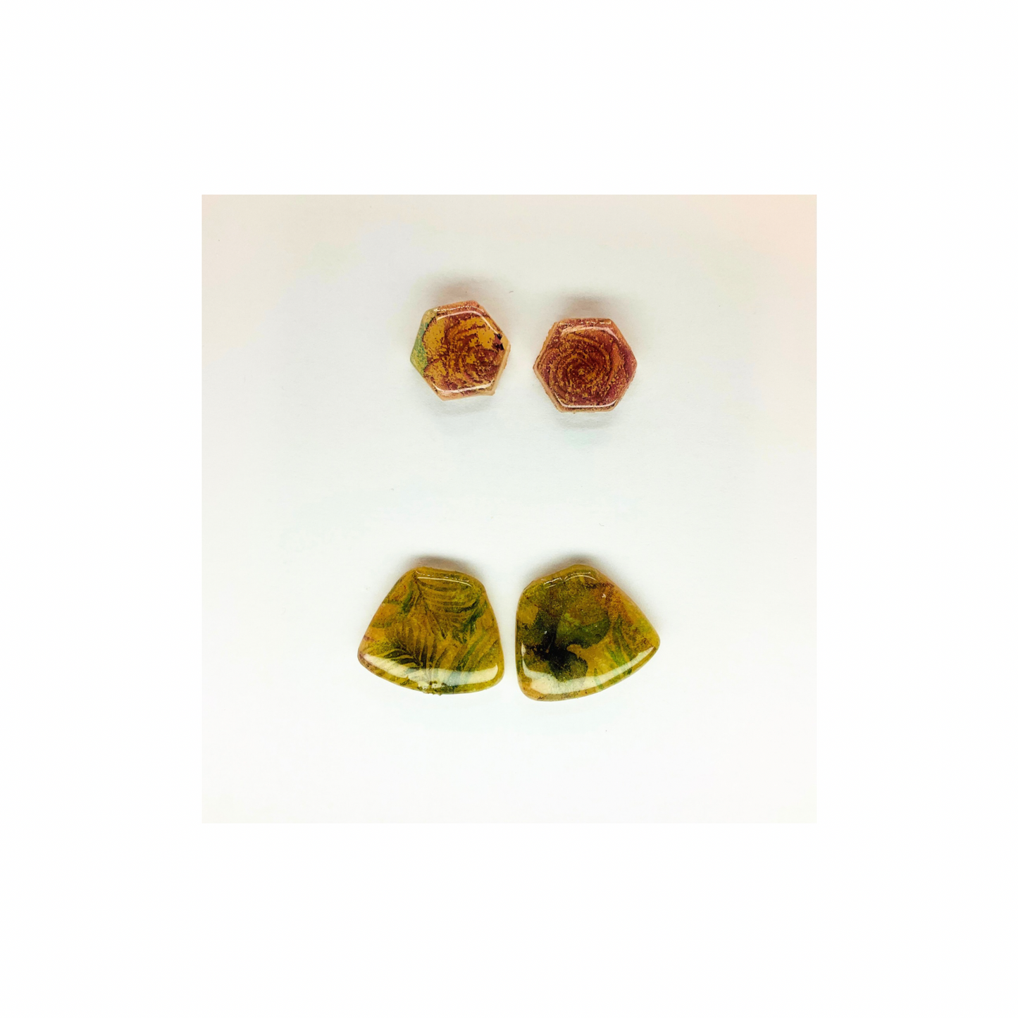Opaque Translucent Stud with Floral Earrings