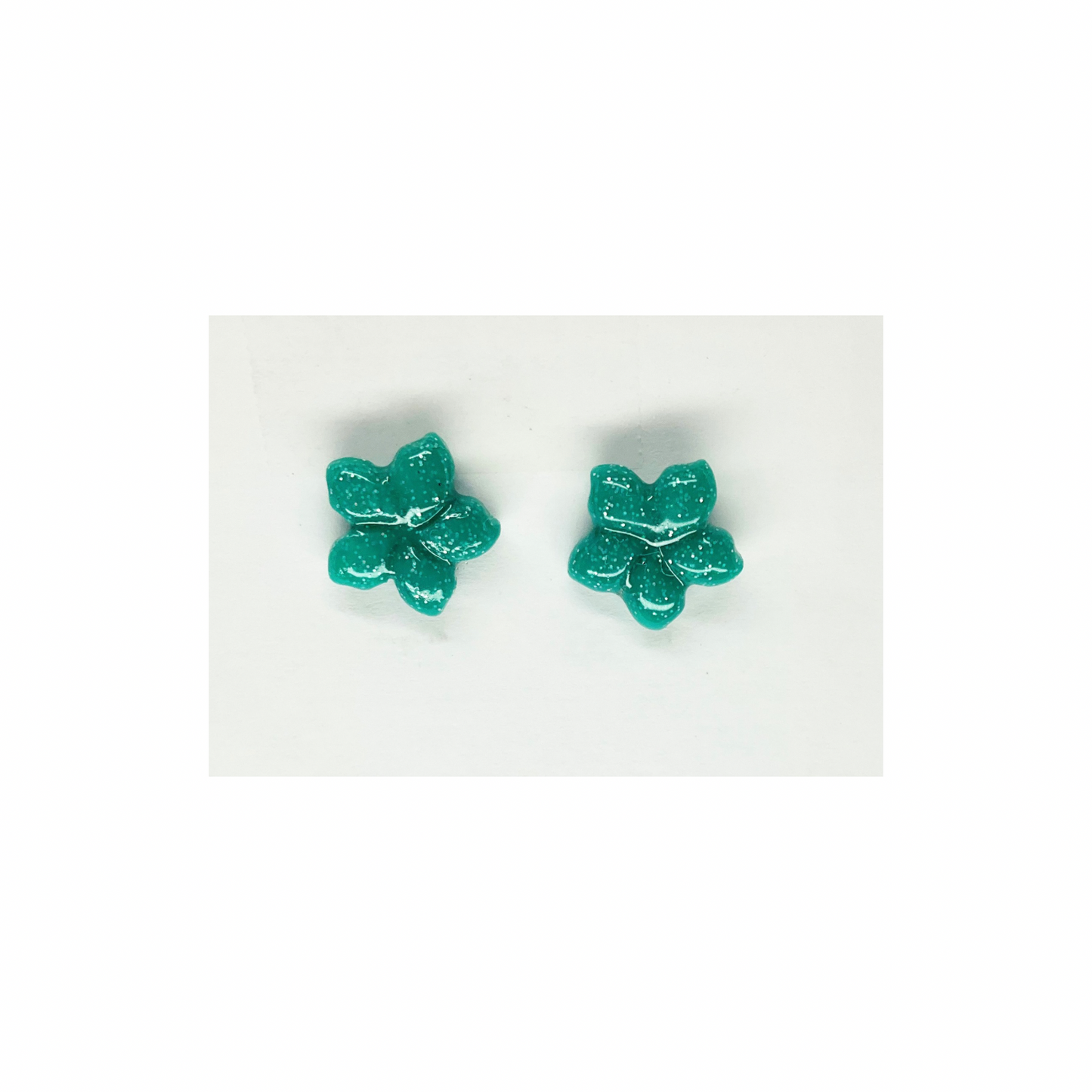 Green Sparkle Ocean Flower Stud Earring-Crafting By BB