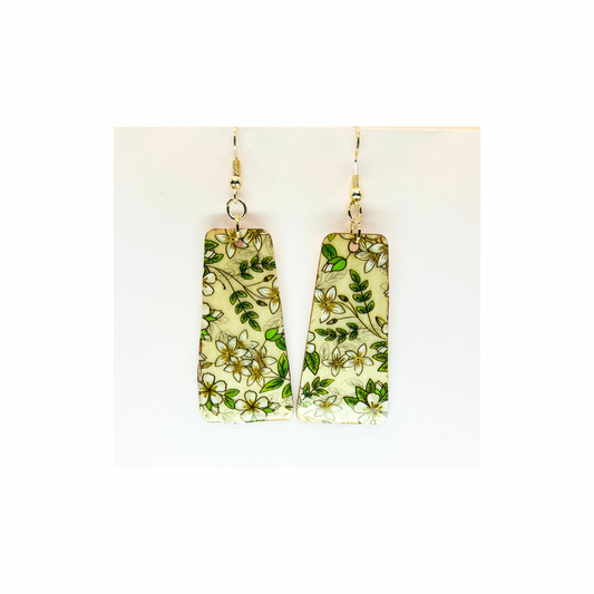 Lightweight Wood Green Leaf Dangle Earring