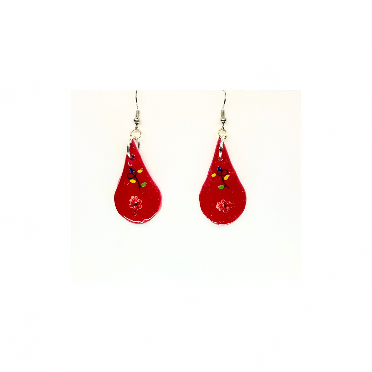 Christmas in July Collection Red Teardrop with Lights Dangle Earrings Featuring Festive Design